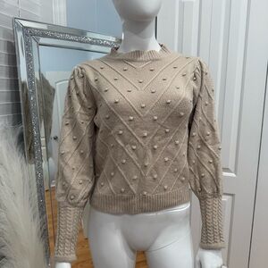 Elegant Beige Sweater with Textured Design